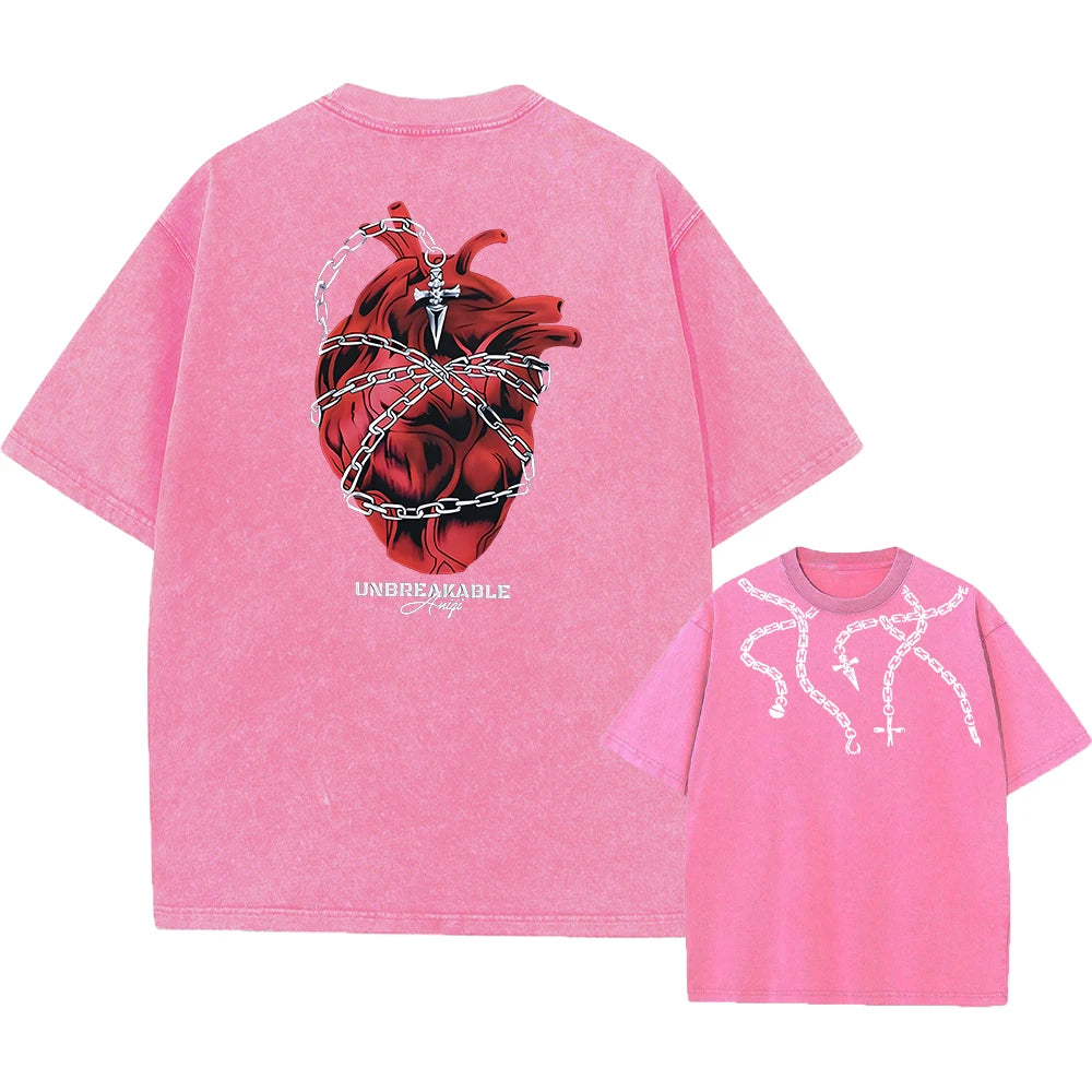 Anime Hunter X Hunter Washed Tshirt Graphic Hip Hop Vintage T Shirt Men